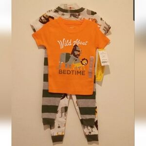 Carter's - Boys 12m Snug Fit Pajama Set 4 Pieces "WILD ABOUT BEDTIME" 100%Cotton